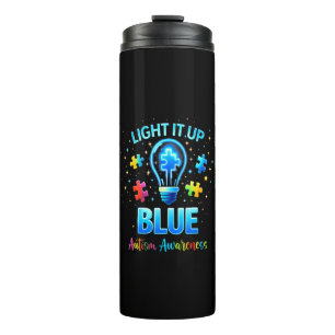 Verlicht het Blauw Autistisch Autisme Bewustzijn Thermosbeker