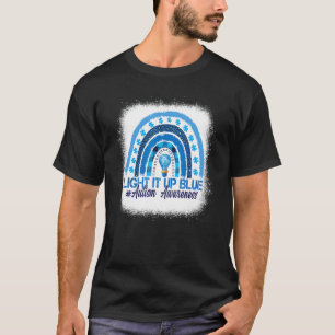 Verlicht het Blauw Regenboog Gebleekt Autisme Bewu T-shirt