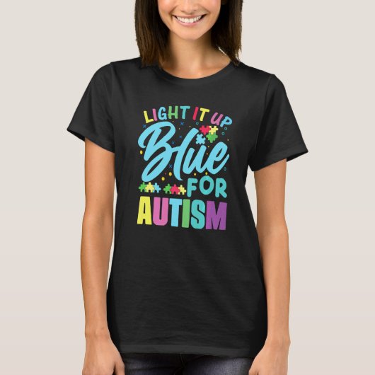 Verlicht het Blauw Voor Autisme T-shirt (Voorkant)
