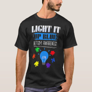 Verlicht het Blauw voor Autismebewustzijn Puzzelst T-shirt