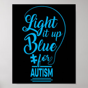 Verlicht het Blauwe Autisme Awareness Gifts Autist Poster