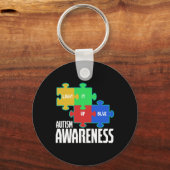 Verlicht het Blauwe Puzzel Inspirerend Autisme Awa Sleutelhanger (Voorkant)
