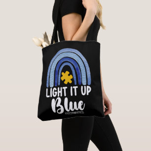 Verlicht het met Blauwe Regenboog Autisme Bewustzi Tote Bag