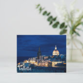 Verlicht in de nacht van Valletta in de stad en ha Briefkaart (Staand voorkant)