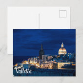 Verlicht in de nacht van Valletta in de stad en ha Briefkaart (Voorkant / Achterkant)
