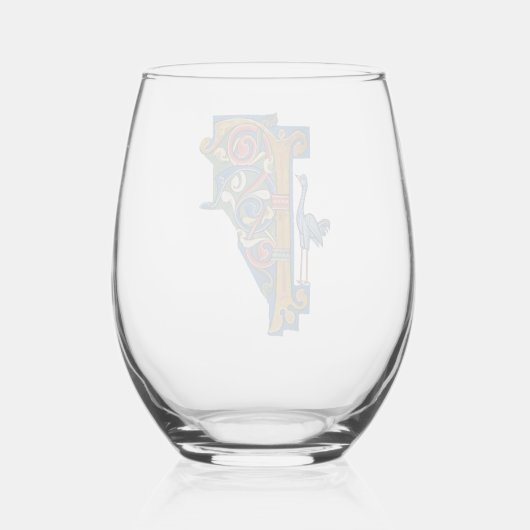 Verlicht Initiaal F wijnglas Wijnglas Zonder Voet (Achterkant)