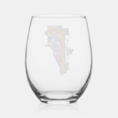 Verlicht Initiaal F wijnglas Zonder Voet (Achterkant)