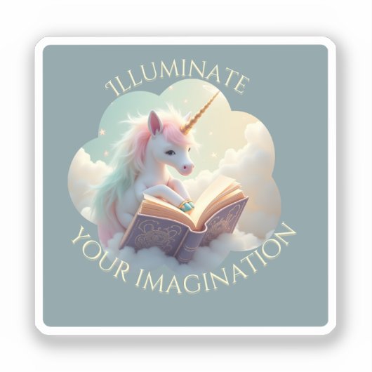 Verlicht je fantasie - Schattigee eenhoorn Sticker (Voorkant)