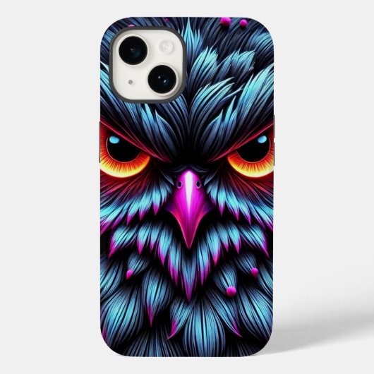 Verlicht je stijl met de Neon Uil Case-Mate iPhone Case (Achterkant)
