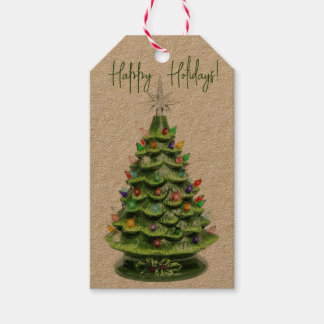 verlicht keramische kerstboom cadeau Label Cadeaulabel