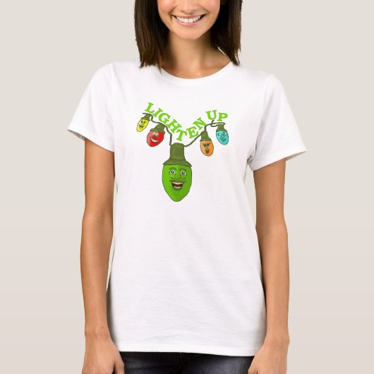 Verlicht Kerst Schattige Grappige Cartoon Lightbul T-shirt (Voorkant)