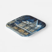 verlicht kersthuis papieren bordje (Gebogen)