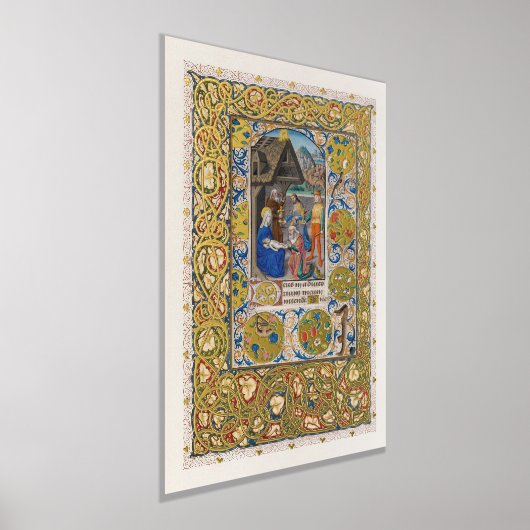 Verlicht kerststal middeleeuws Bijbel Poster (Laagn)