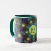Verlicht kleurrijk Fractal Art Pattern-monogram Mok (Voorkant links)