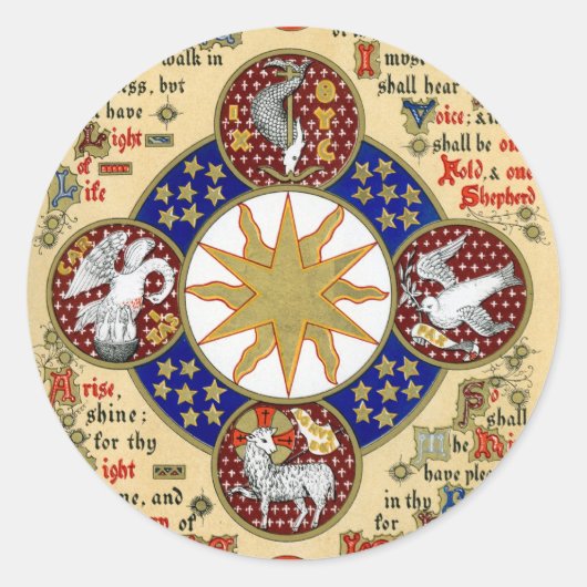Verlicht Manuscript Epiphany Ronde Sticker (Voorkant)