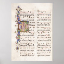 Verlicht Manuscript van Medieval Muziek | POSTER