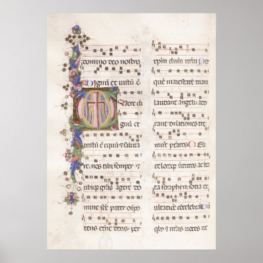 Verlicht Manuscript van Medieval Muziek | POSTER (Voorkant)