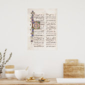 Verlicht Manuscript van Medieval Muziek | POSTER (Keuken)