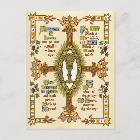 Verlicht manuscript voor Pasen. Feestdagenkaart (Voorkant)