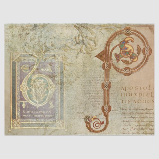 Verlicht middeleeuws tissuepapier (Voorkant)