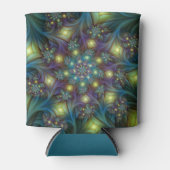 Verlicht modern blauw paars fractaal patroon blikjeskoeler (Voorkant)