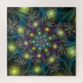 Verlicht modern blauw paars fractaal patroon legpuzzel (Horizontaal)