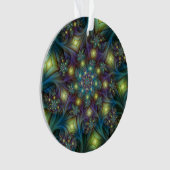 Verlicht modern blauw paars fractaal patroon ornament (voorkant)