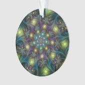 Verlicht modern blauw paars fractaal patroon ornament (voorkant)