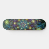 Verlicht modern blauw paars fractaal patroon skateboard (Horizontaal)