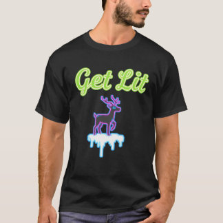 Verlicht Neon Rendier Grappig T-shirt