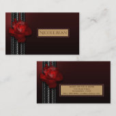 Verlicht Roos & kant Bourgogne Elegant Visitekaartje (Voorkant / Achterkant)