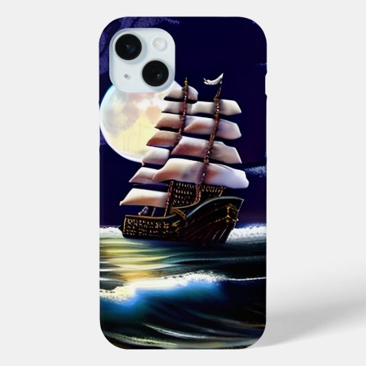 Verlicht schip op de oceaan onder de maan Case-Mate iPhone case (Achterkant)
