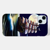Verlicht schip op de oceaan onder de maan Case-Mate iPhone case (Achterkant (horizontaal))