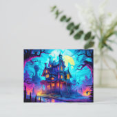 Verlicht spookhuis briefkaart (Staand voorkant)