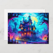 Verlicht spookhuis briefkaart (Voorkant / Achterkant)