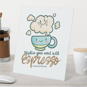 Verlicht uw stemming met Espresso Reclamebord Met Voetstuk