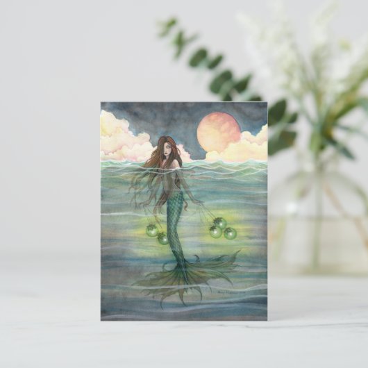 "Verlicht Zee" Zeemeermin Briefkaart (Staand voorkant)