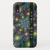Verlichtde abstracte blauwe paarse fractale naam Case-Mate iPhone case (Achterkant)