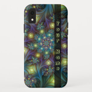 Verlichtde abstracte blauwe paarse fractale naam Case-Mate iPhone case