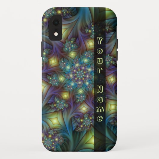 Verlichtde abstracte blauwe paarse fractale naam Case-Mate iPhone case (Achterkant)