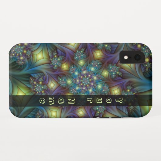 Verlichtde abstracte blauwe paarse fractale naam Case-Mate iPhone case (Achterkant (horizontaal))