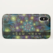 Verlichtde abstracte blauwe paarse fractale naam Case-Mate iPhone case (Achterkant (horizontaal))