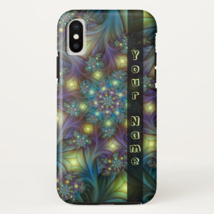 Verlichtde abstracte blauwe paarse fractale naam Case-Mate iPhone case