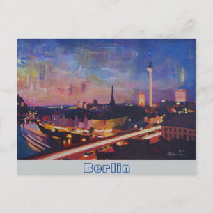 Verlichtde Berlijn Skyline in Dusk Briefkaart