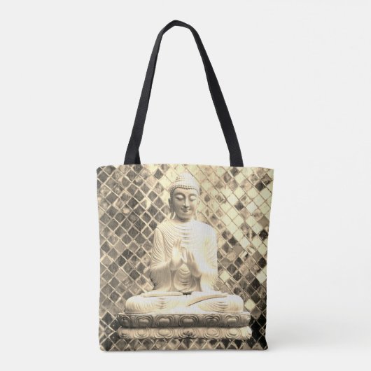 Verlichtde Boeddha gouden canvas tas (Achterkant)