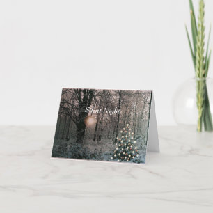 Verlichtde Boom in Snowy de Kaart van de Groet van