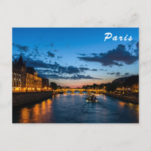 Verlichtde conciergerie 's nachts - Parijs, Frankr Briefkaart