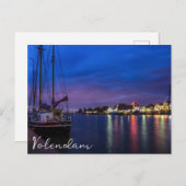 Verlichtde haven van Volendam 's nachts Briefkaart (Voorkant / Achterkant)