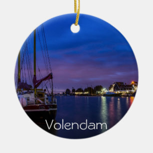 Verlichtde haven van Volendam 's nachts Keramisch Ornament
