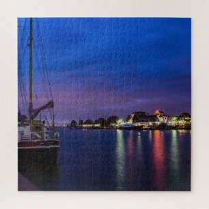 Verlichtde haven van Volendam 's nachts Legpuzzel
